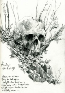 inspired by Iain McCaig's incredible book 'Shadowline' I needed to draw a skull, Hamburg, Germany, 2009 © Jan Philipp Schwarz