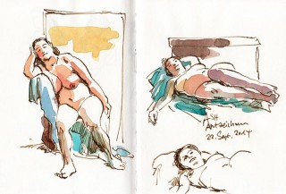 trying my luck with nib pen and colour, about 15 minutes each, Hamburg, 2014 © Jan Philipp Schwarz